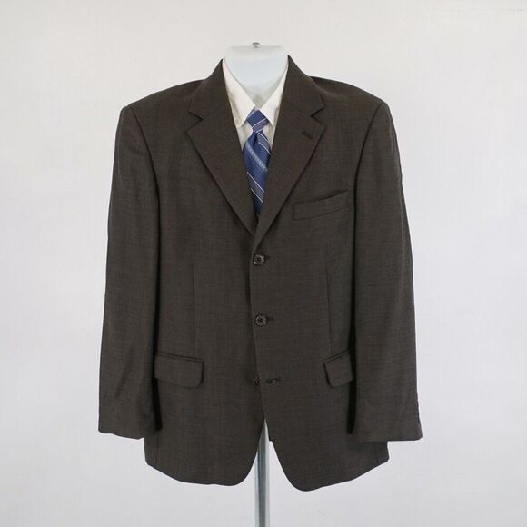 Gianfranco  Ruffini Italy Brown Check Super 100S Worsted Wool 38R Sport Coat 3 B - Picture 4 of 15